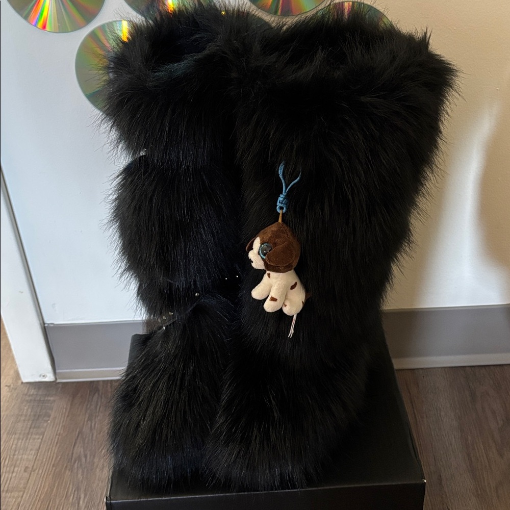 Customizable Black Fur Boots
